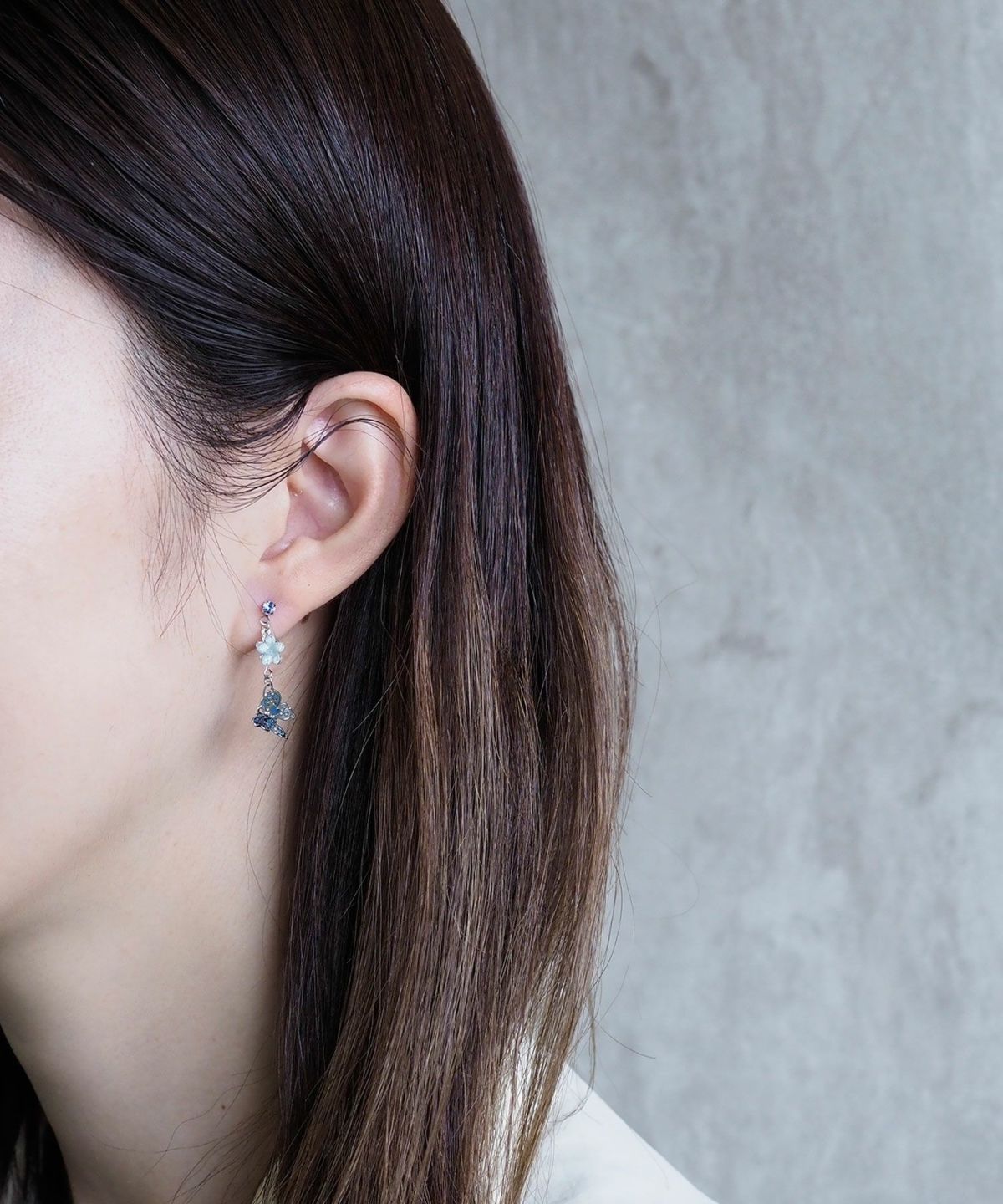 Asymmetrical Butterfly Titanium Post Earrings - Blue