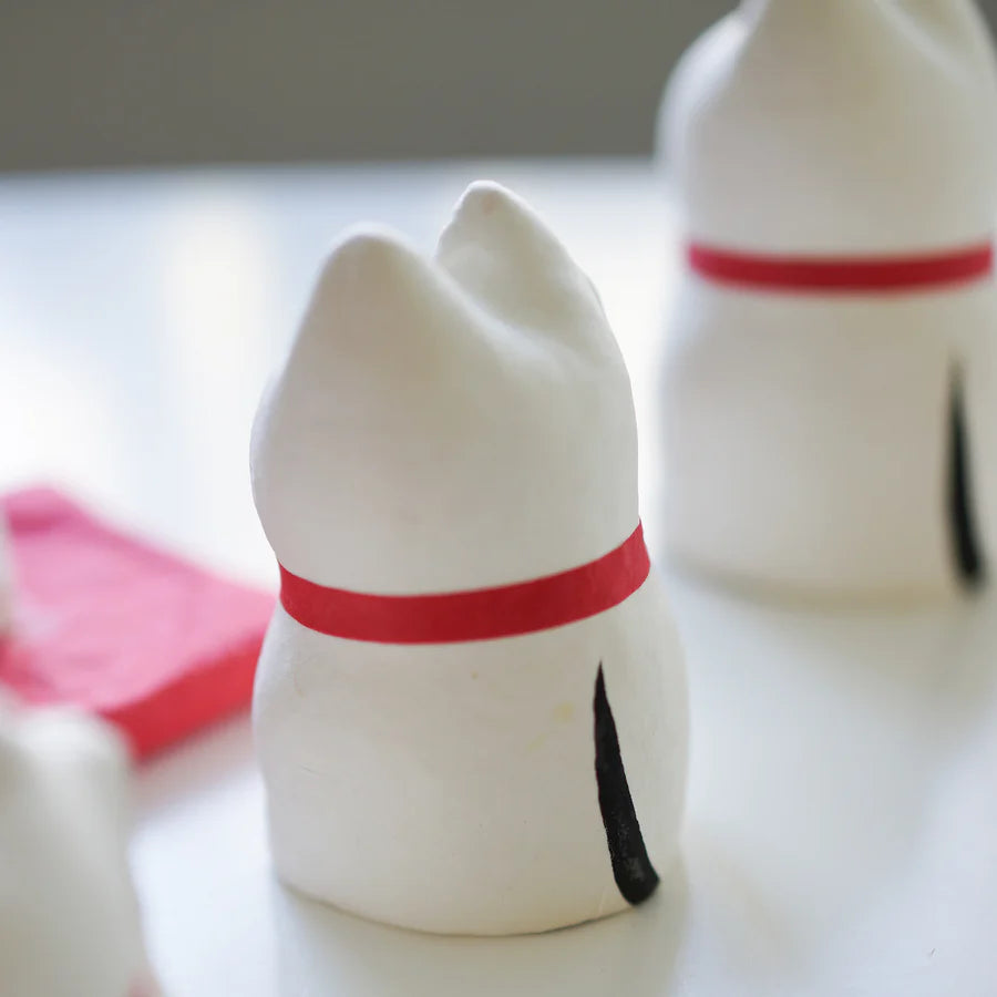 Japanese Paper Dolls Fortune Cat - White