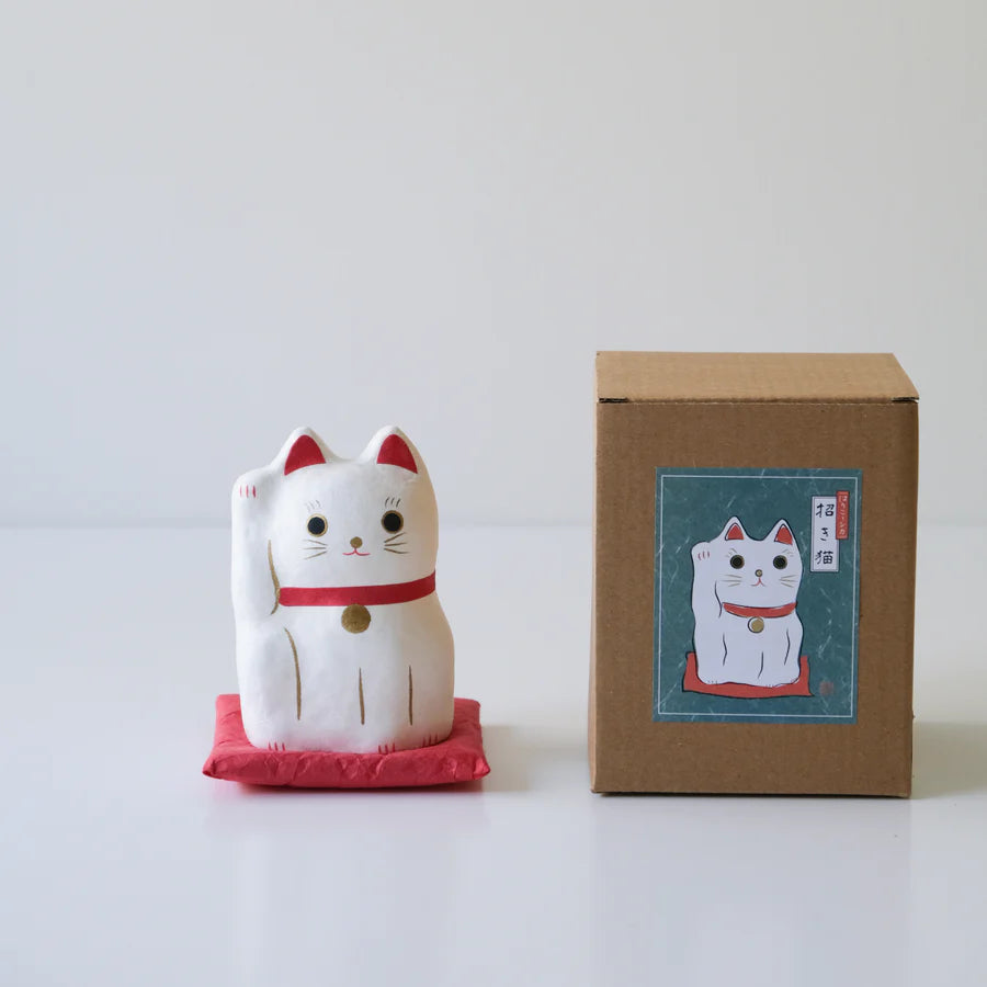 Japanese Paper Dolls Fortune Cat - White