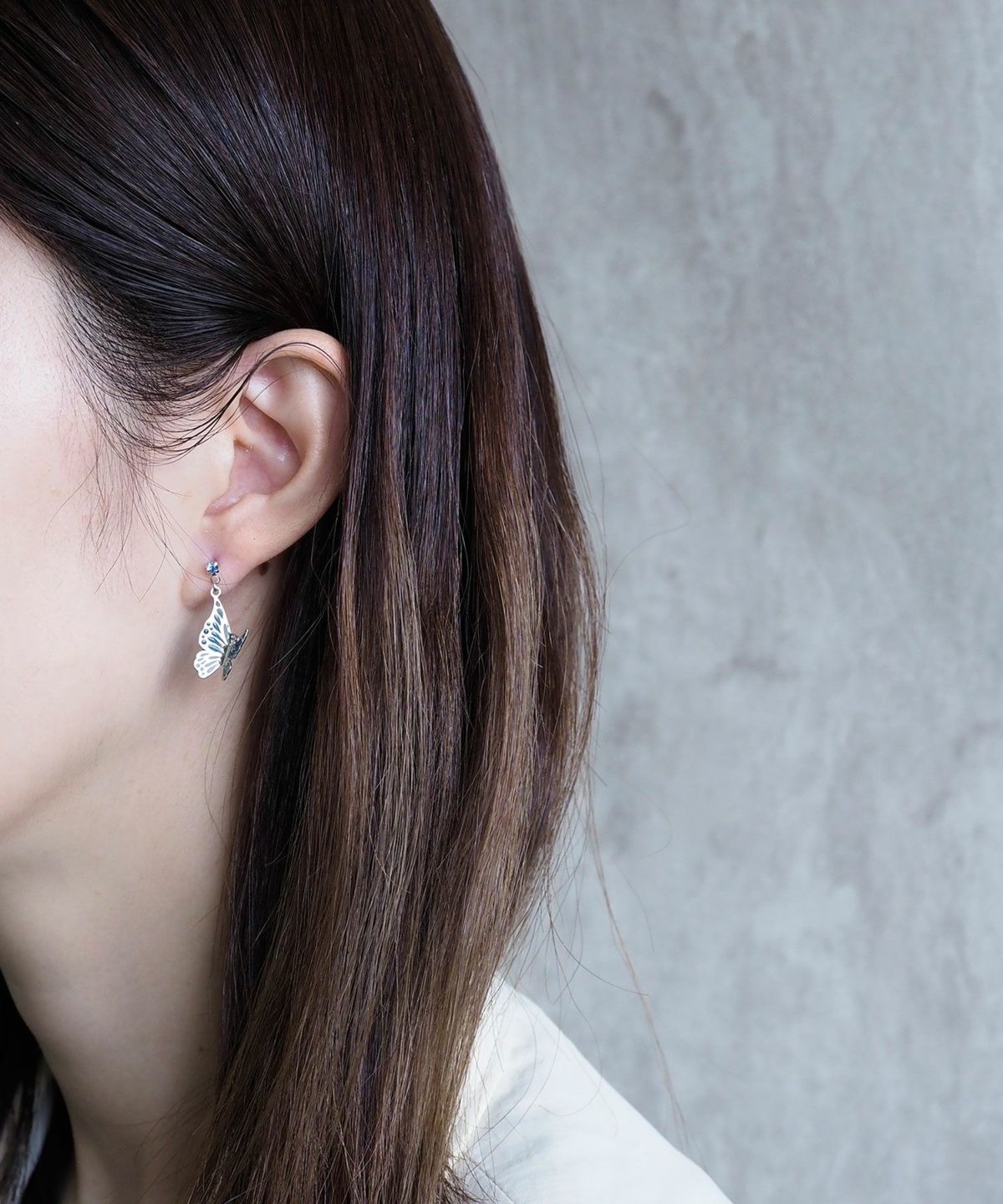 Asymmetrical Butterfly Titanium Post Earrings - Purple