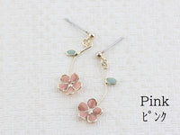 Pierced Earrings Titanium Post Resin Flower - Pink