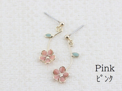 Pierced Earrings Titanium Post Resin Flower - Pink