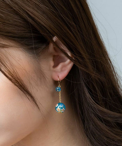 Cherry Blossom Glass Bead Earrings - Green