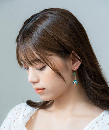 Cherry Blossom Glass Bead Earrings - Red