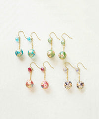 Cherry Blossom Glass Bead Earrings - Green