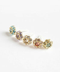 Color Stone Assembly Ceramic Post Earrings - Purple