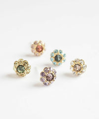 Color Stone Assembly Ceramic Post Earrings - Purple