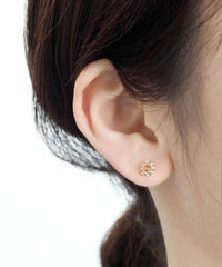 Color Stone Assembly Ceramic Post Earrings - Green