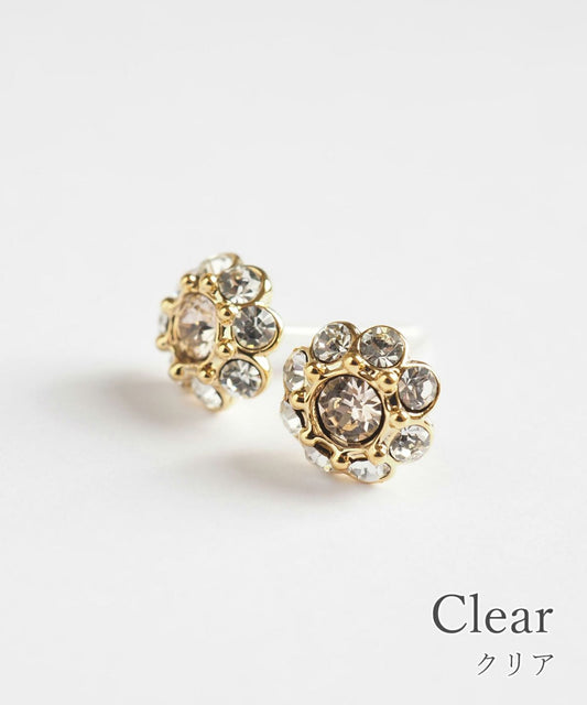 Color Stone Assembly Ceramic Post Earrings - Clear