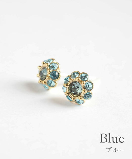 Color Stone Assembly Ceramic Post Earrings - Blue