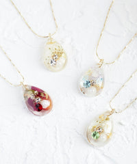 Dried Flower & Birthday Stone Necklace