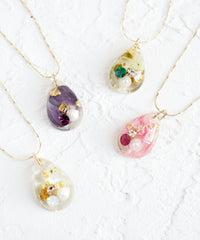 Dried Flower & Birthday Stone Necklace