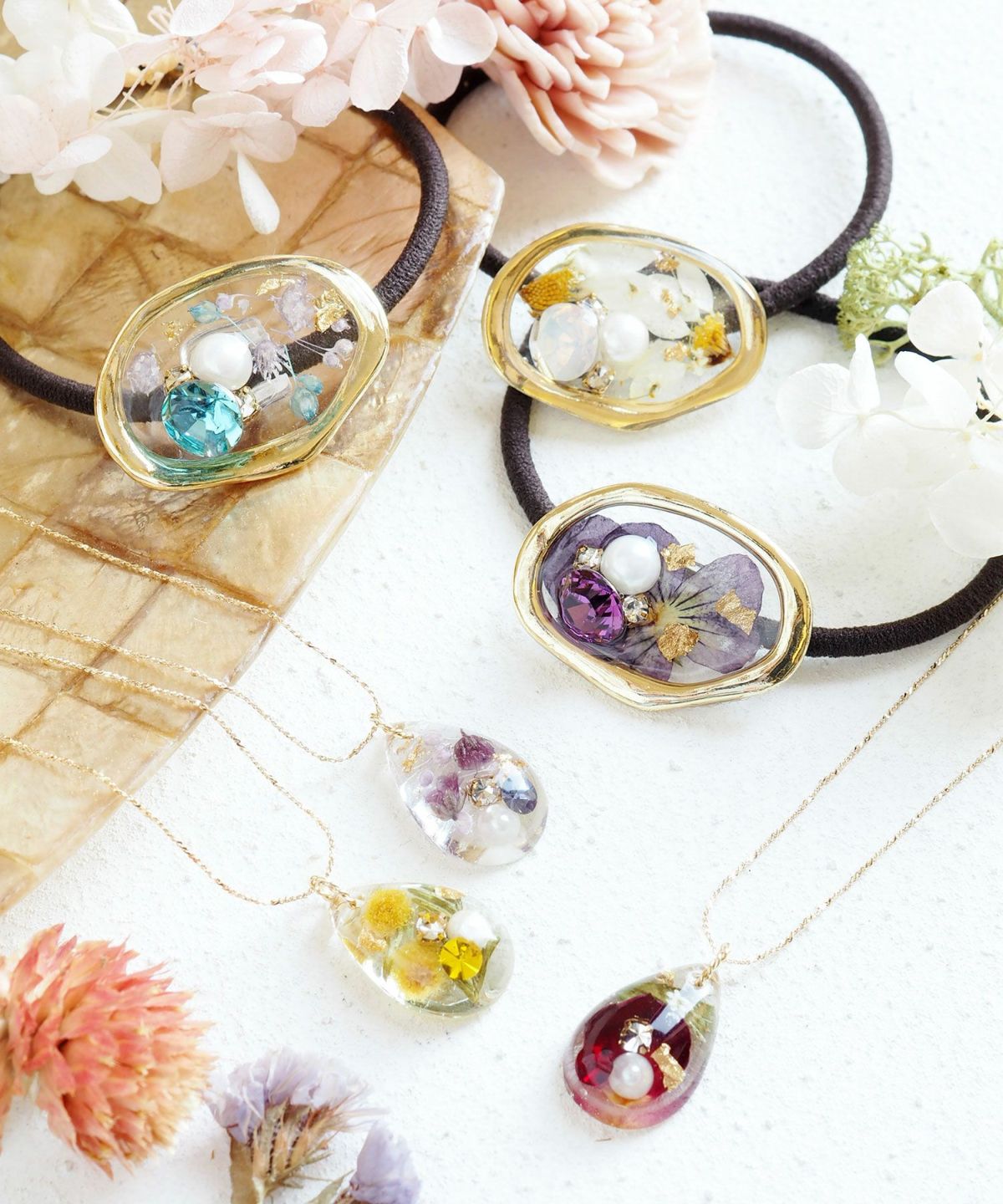 Dried Flower & Birthday Stone Necklace - Sep