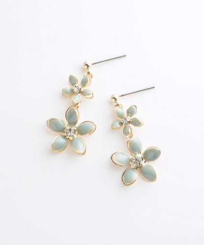 Pierced Earrings Titanium Post Resin Flower - Blue