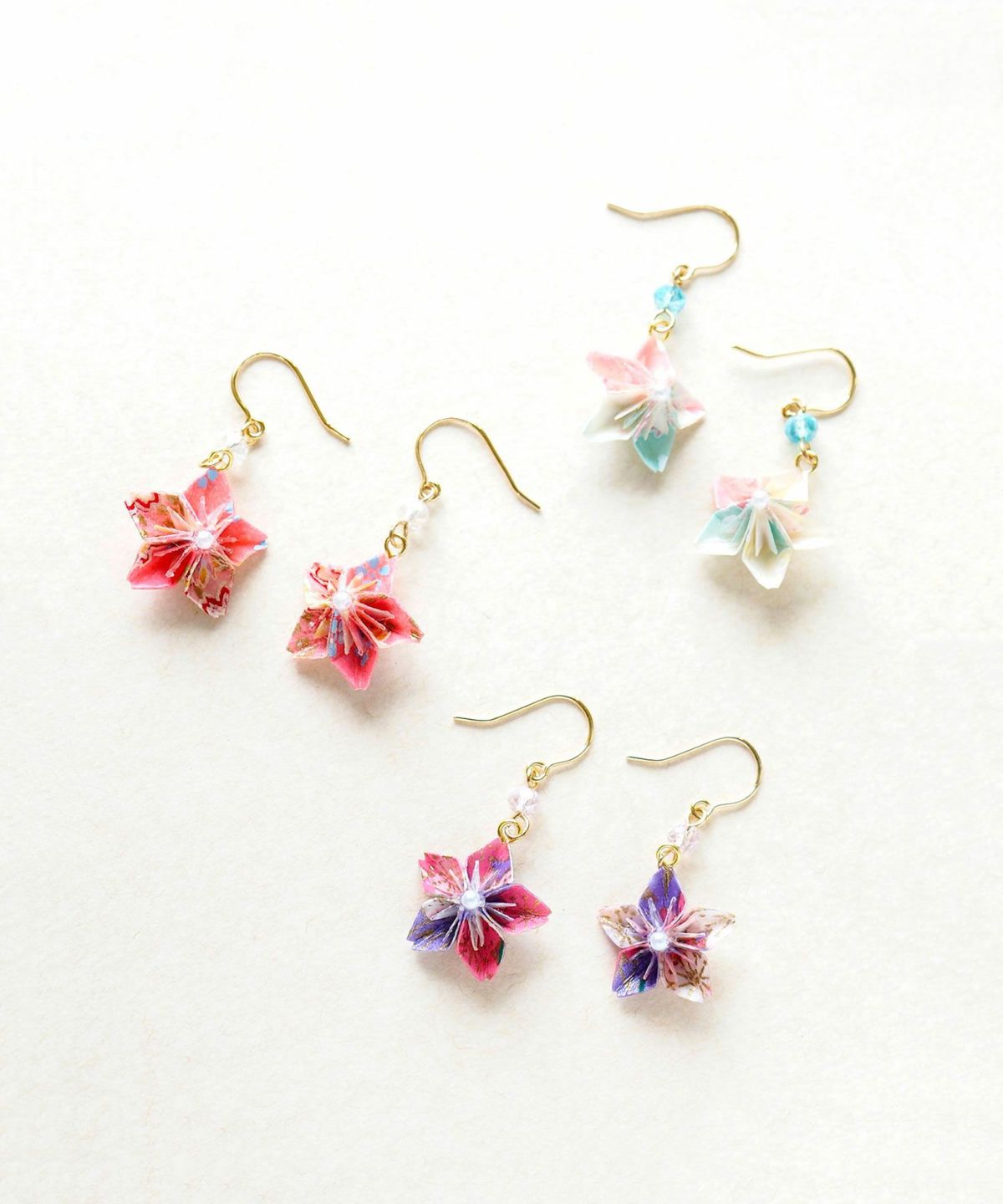 Sakura Yuzen Washi Paper Earrings - Purple