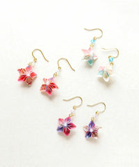 Sakura Yuzen Washi Paper Earrings - Purple