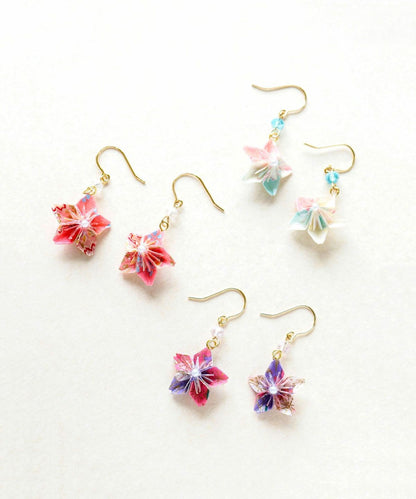 Sakura Yuzen Washi Paper Earrings - Purple