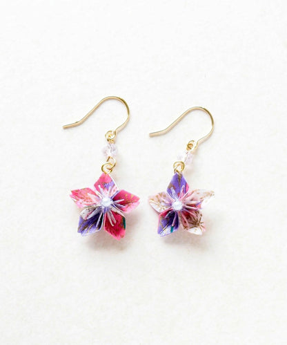 Sakura Yuzen Washi Paper Earrings - Purple
