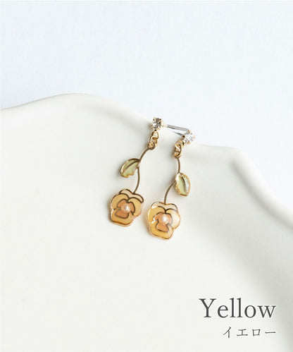 Swing Pansy Post Earrings - Yellow