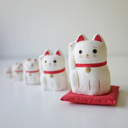 Japanese Paper Dolls Fortune Cat - White